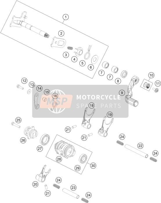 A42034031000, Gear Shift Lever Complete, KTM, 1
