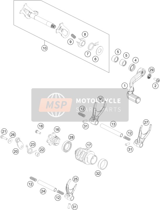 KTM 250 SX 2023 Mécanisme de changement de vitesse pour un 2023 KTM 250 SX