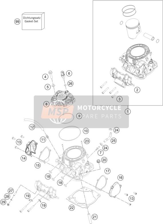 KTM 300 EXC 2022 CYLINDER, CYLINDER HEAD for a 2022 KTM 300 EXC