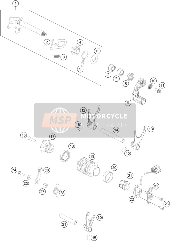 KTM 350 EXC-F SIX DAYS CKD 2023 SHIFTING MECHANISM for a 2023 KTM 350 EXC-F SIX DAYS CKD