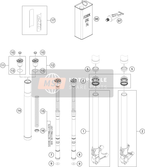 KTM RC 8C 2023 FRONT FORK DISASSEMBLED for a 2023 KTM RC 8C