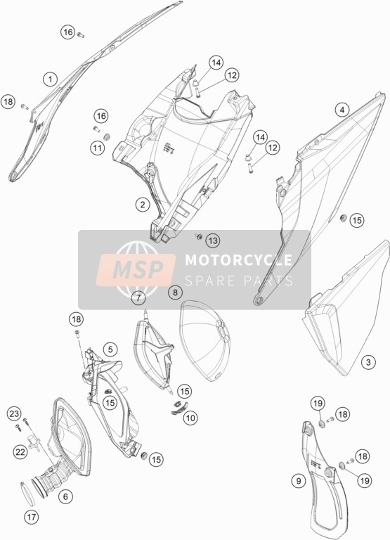 KTM 250 XC TPI US 2020 Luchtfilter voor een 2020 KTM 250 XC TPI US