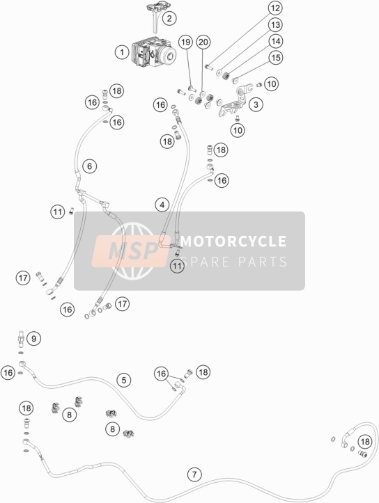 KTM 1290 Super Duke R, orange US 2020 Anti-Blockier Verdampfersystem ABS für ein 2020 KTM 1290 Super Duke R, orange US