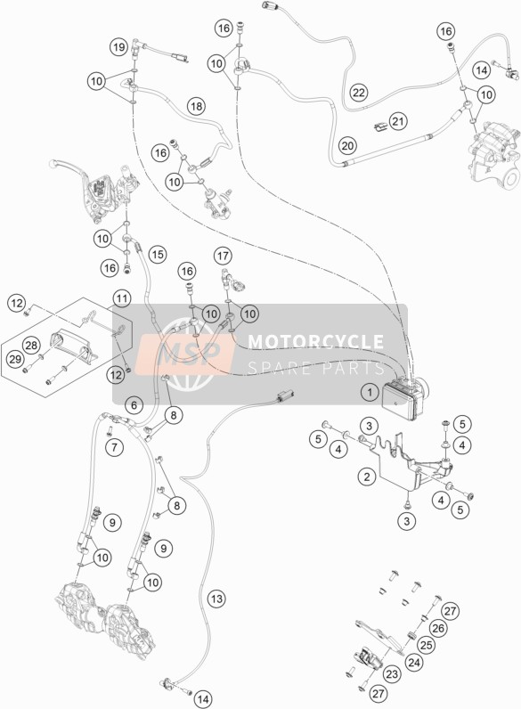 KTM 790 Duke, orange CN 2020 Anti-Lock System ABS for a 2020 KTM 790 Duke, orange CN