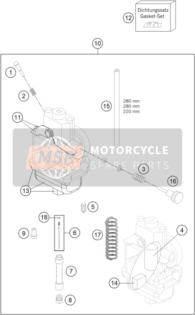 KTM 65 SX EU 2021 Carburateur voor een 2021 KTM 65 SX EU