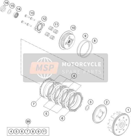 KTM 200 Duke, orange, w/o ABS - CKD CO 2020 Embrayage pour un 2020 KTM 200 Duke, orange, w/o ABS - CKD CO