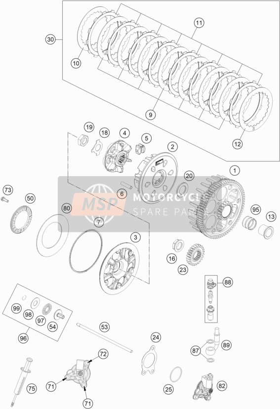 KTM 250 EXC-F EU 2021 Koppeling voor een 2021 KTM 250 EXC-F EU