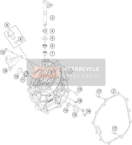 KTM 200 Duke, orange, ABS-IKD AR 2020 Koppelingsdeksel voor een 2020 KTM 200 Duke, orange, ABS-IKD AR