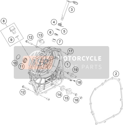 KTM 250 Duke, orange w/o ABS-CKD CO 2020 Koppelingsdeksel voor een 2020 KTM 250 Duke, orange w/o ABS-CKD CO