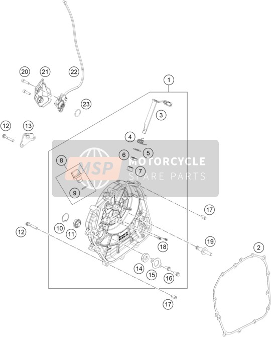 KTM 390 Adventure, orange - B.D. AU 2020 Coperchio frizione per un 2020 KTM 390 Adventure, orange - B.D. AU