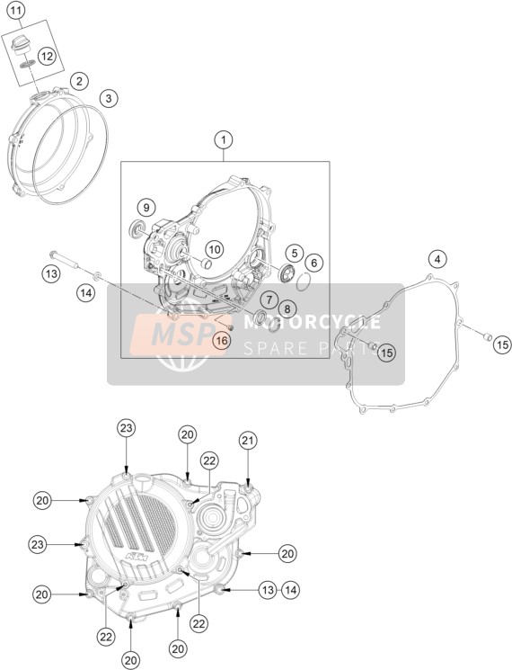 KTM 450 EXC-F Six Days EU 2020 Clutch Cover for a 2020 KTM 450 EXC-F Six Days EU