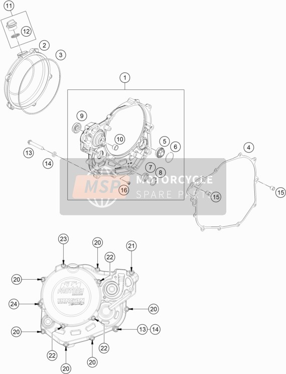 KTM 450 SX-F Factory Edition US 2020 Koppelingsdeksel voor een 2020 KTM 450 SX-F Factory Edition US