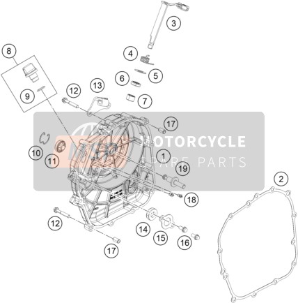 KTM RC 390, white EU 2020 Coperchio frizione per un 2020 KTM RC 390, white EU