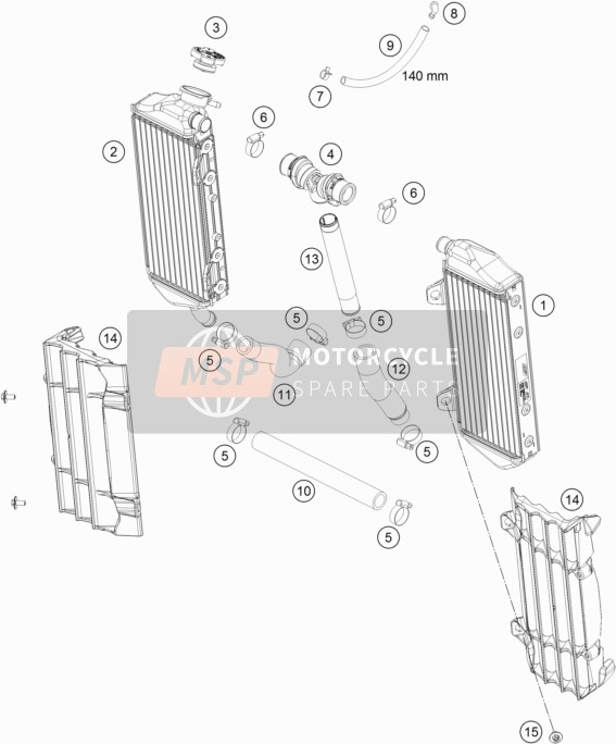 KTM 125 XC US 2021 Sistema de refrigeración para un 2021 KTM 125 XC US