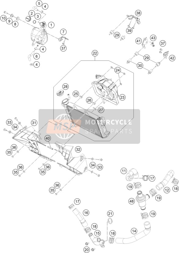KTM 200 Duke, white, ABS-IKD AR 2020 Cooling System for a 2020 KTM 200 Duke, white, ABS-IKD AR