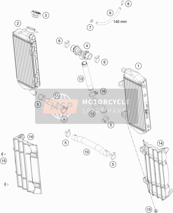 KTM 250 SX EU 2021 Sistema de refrigeración para un 2021 KTM 250 SX EU