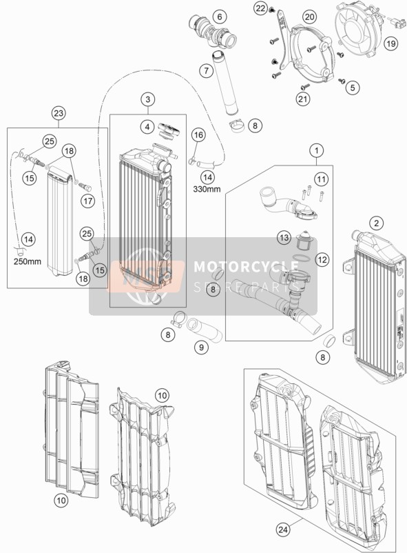 KTM 300 EXC TPI ERZBERGRODEO EU 2020 Sistema de refrigeración para un 2020 KTM 300 EXC TPI ERZBERGRODEO EU