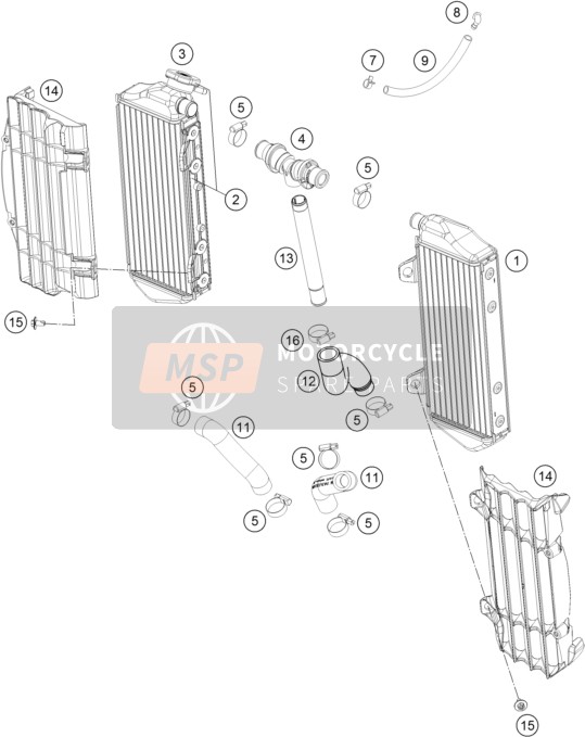 KTM 450 SX-F US 2020 Sistema de refrigeración para un 2020 KTM 450 SX-F US