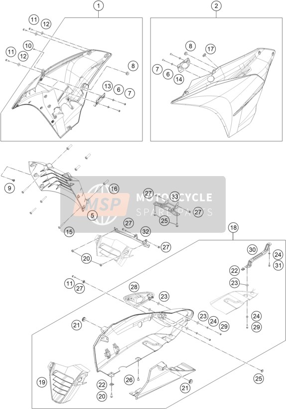 90505090033, Heat Shield Cpl., KTM, 1
