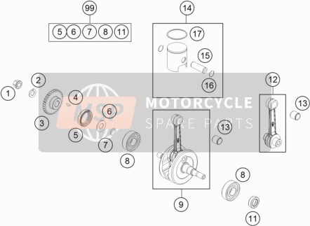 KTM 50 SX FACTORY EDITION US 2021 Albero motore, Pistone per un 2021 KTM 50 SX FACTORY EDITION US