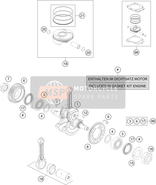 KTM 690 Enduro R EU 2020 Vilebrequin, Piston pour un 2020 KTM 690 Enduro R EU