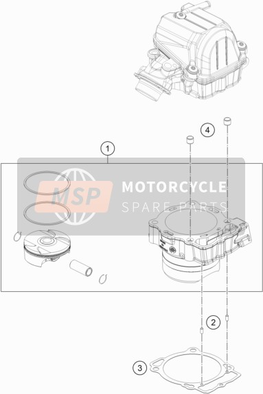 KTM 500 EXC-F US 2020 Cilinder voor een 2020 KTM 500 EXC-F US