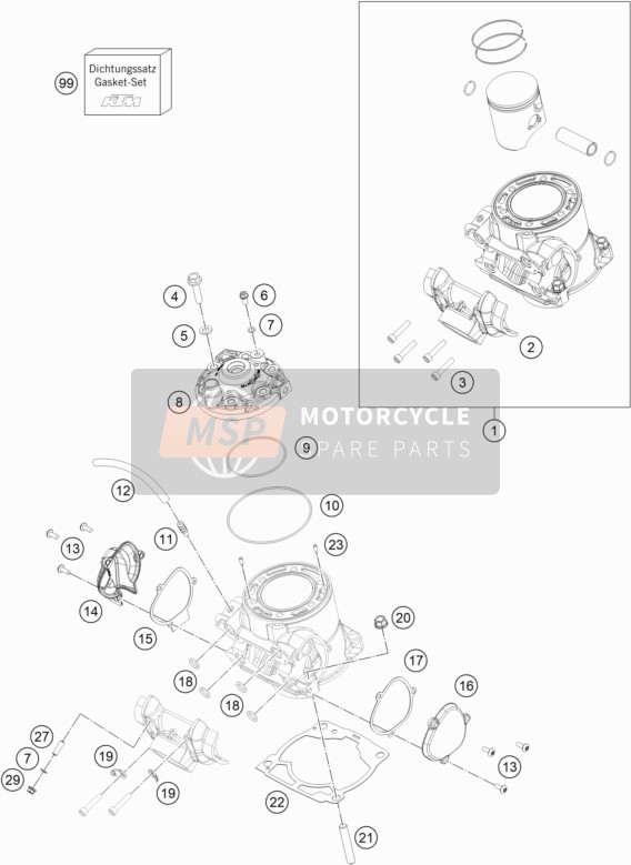 55530038000, Cylinder + Piston Complete, KTM, 0