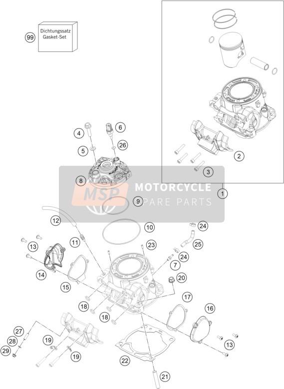 KTM 300 XC TPI US 2021 Zylinder, Zylinderkopf für ein 2021 KTM 300 XC TPI US