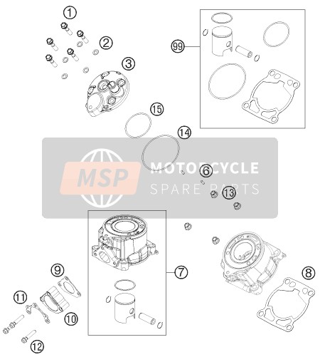 KTM 50 SX FACTORY EDITION US 2021 Cilinder, Cilinderkop voor een 2021 KTM 50 SX FACTORY EDITION US