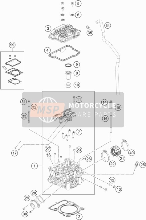 KTM 250 SX-F EU 2020 Cylinder Head for a 2020 KTM 250 SX-F EU