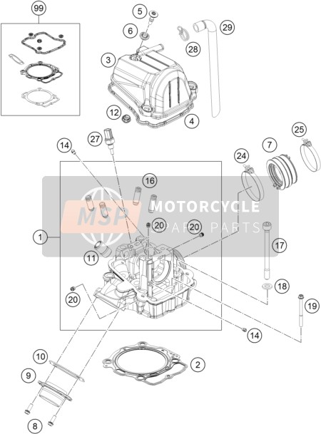 KTM 450 SX-F US 2021 Cilinderkop voor een 2021 KTM 450 SX-F US