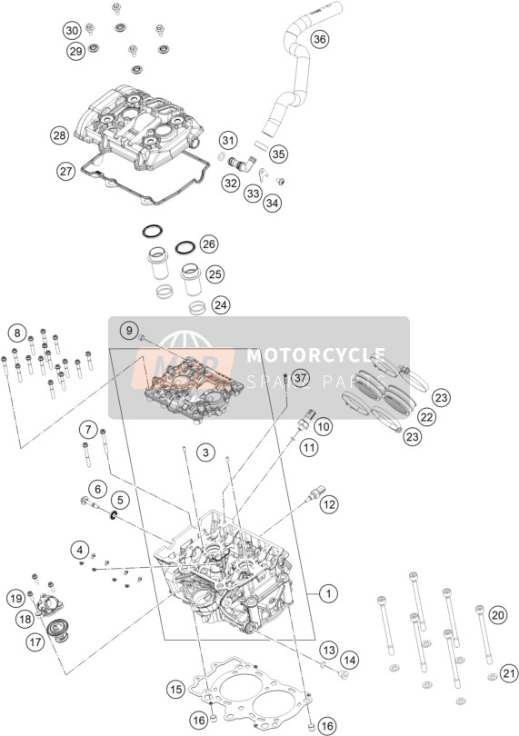 KTM 790 Duke, black ASEAN 2020 Cylinder Head for a 2020 KTM 790 Duke, black ASEAN