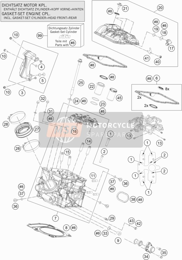 KTM 1290 Super Adventure S, silver EU 2020 Cilinderkop achter voor een 2020 KTM 1290 Super Adventure S, silver EU