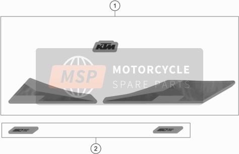 KTM 150 EXC TPI EU 2020 Calcomanía para un 2020 KTM 150 EXC TPI EU