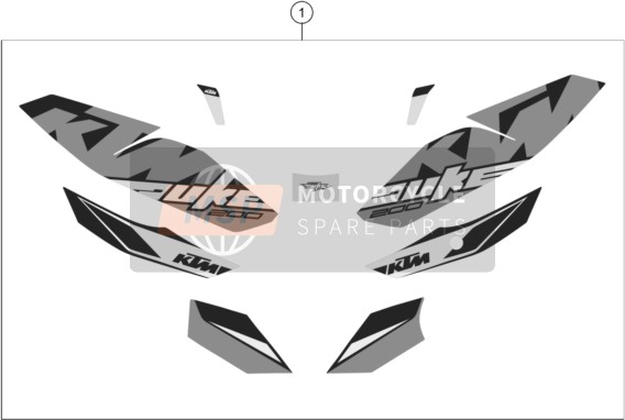 KTM 200 Duke, orange, w/o ABS - B.D. EU 2020 Decal for a 2020 KTM 200 Duke, orange, w/o ABS - B.D. EU