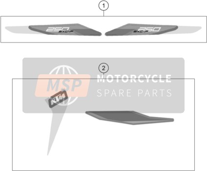 79708198004, Decal Set 250 EXC-F, KTM, 0