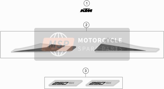 KTM 250 SX US 2020 Calcomanía para un 2020 KTM 250 SX US