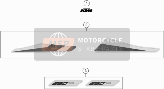 KTM 250 SX US 2020 Decal for a 2020 KTM 250 SX US