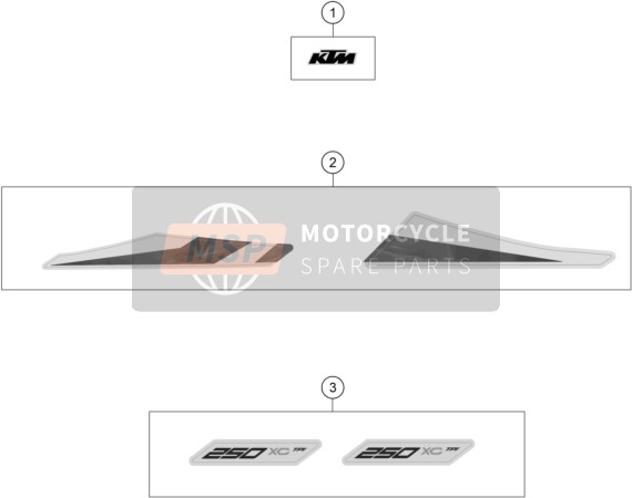 79108098018, Decal Set 250 XC-TPI  2020, KTM, 1