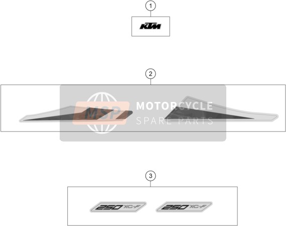 KTM 250 XC-F US 2020 Calcomanía para un 2020 KTM 250 XC-F US