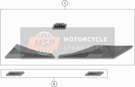 KTM 250 XC-W TPI US 2020 Decalcomania per un 2020 KTM 250 XC-W TPI US