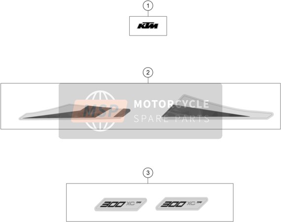 79108098019, Decal Set 300 XC-TPI  2020, KTM, 1