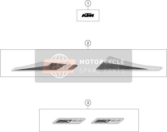 79108098021, Decal Set 350 XC-F  2020, KTM, 1