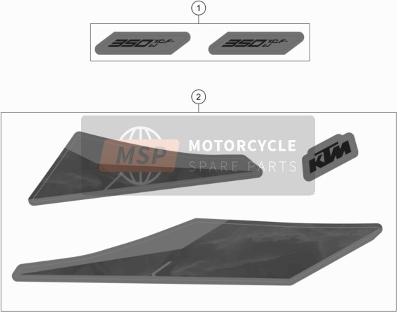 KTM 350 XCF-W US 2020 Sticker voor een 2020 KTM 350 XCF-W US