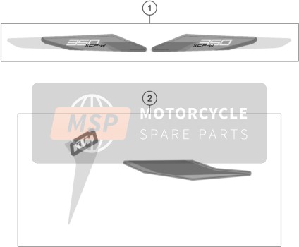KTM 350 XCF-W US 2021 Decal for a 2021 KTM 350 XCF-W US