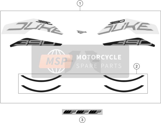 90208099200, Decal Kit 390 Duke Orange, KTM, 0