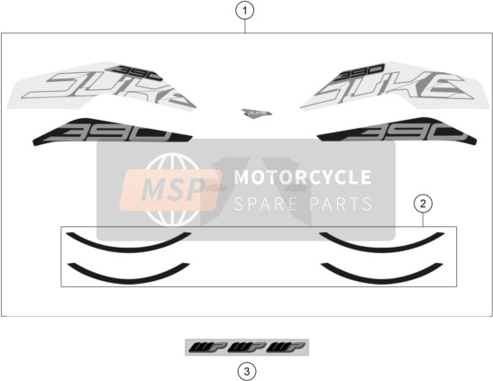 KTM 390 Duke, white - CKD CO 2020 Decal for a 2020 KTM 390 Duke, white - CKD CO