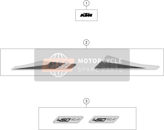 79108098022, Decal Set 450 XC-F  2020, KTM, 1