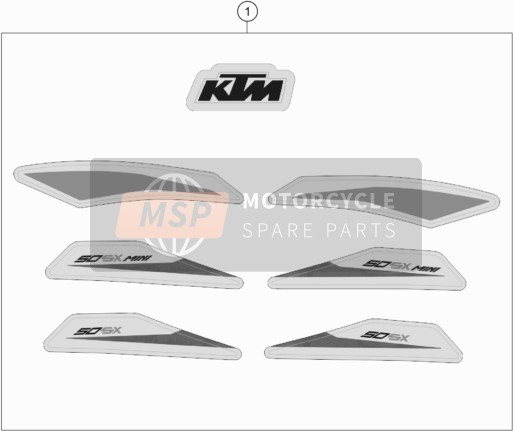 KTM 50 SX Mini EU 2020 Decalcomania per un 2020 KTM 50 SX Mini EU
