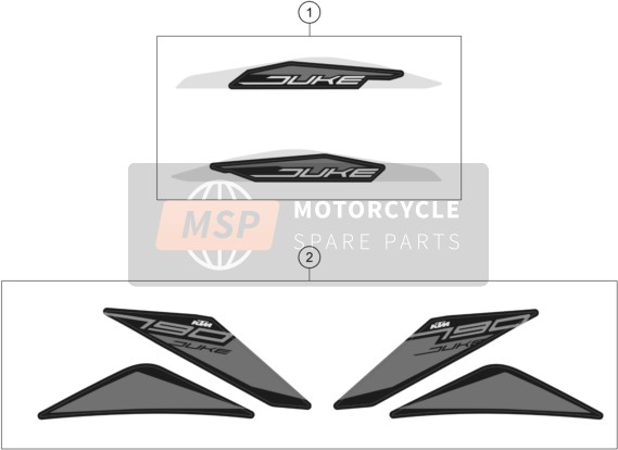 KTM 790 Duke, black US 2020 Decalcomania per un 2020 KTM 790 Duke, black US